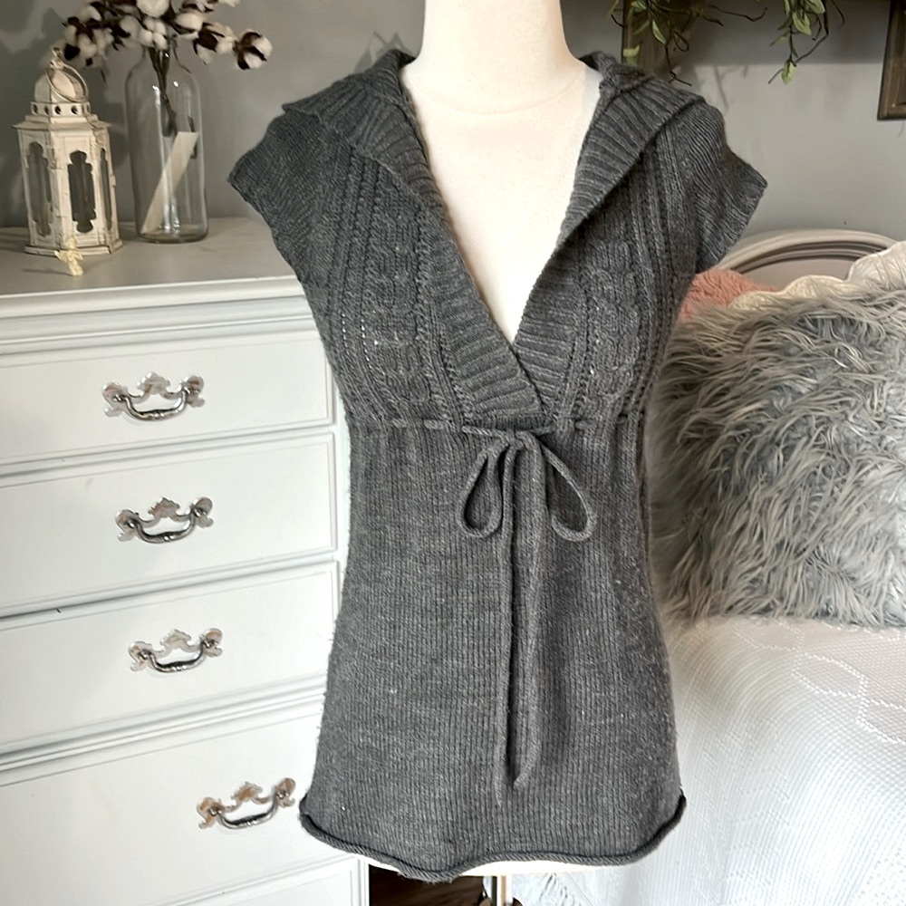 Hooded Sweater Gray Pullover Womens Small Acrylic Womens Small - Picture 6 of 15